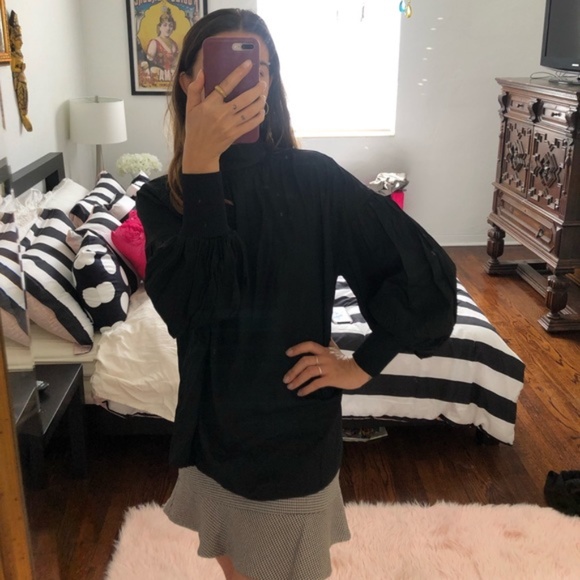 NWT Double Standard Clothing Black Balloon Sleeve Mockneck Japan Shirt Small - Picture 2 of 11